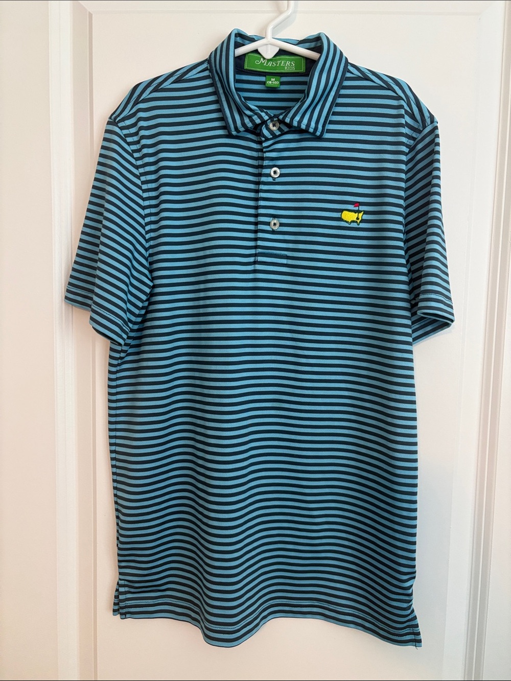 Masters Boys Light Blue and Navy Striped Polo